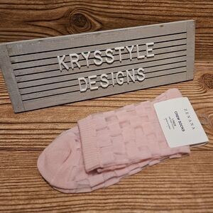 Zenana Outfitters Pink Textured Sheer Crew Socks